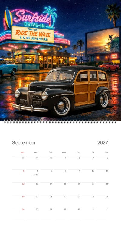 2027 Woodie Neon Calendar 4PUN873-CA