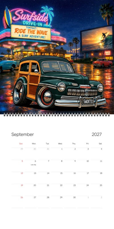 2027 Woodie Neon Calendar 5WOV731-CA