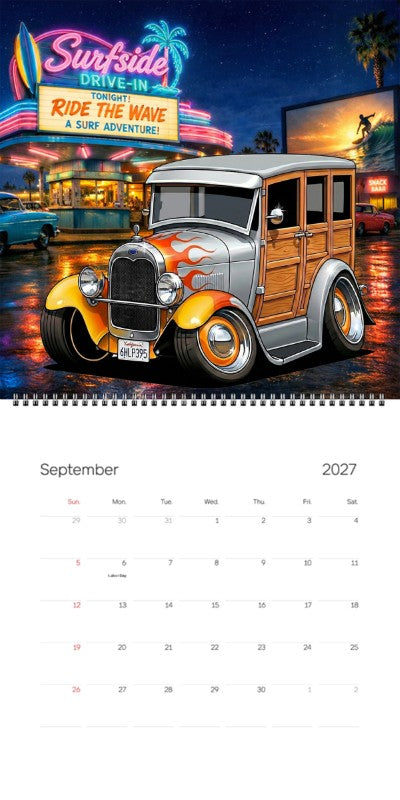2027 Woodie Neon Calendar 6HLP395-CA