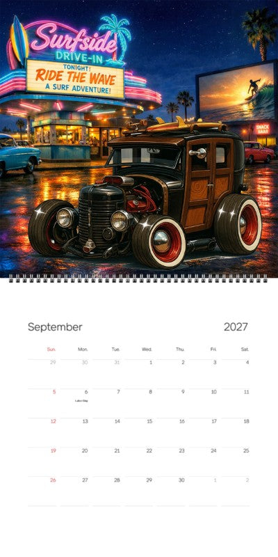 2027 Woodie Neon Calendar 6NNY186-CA