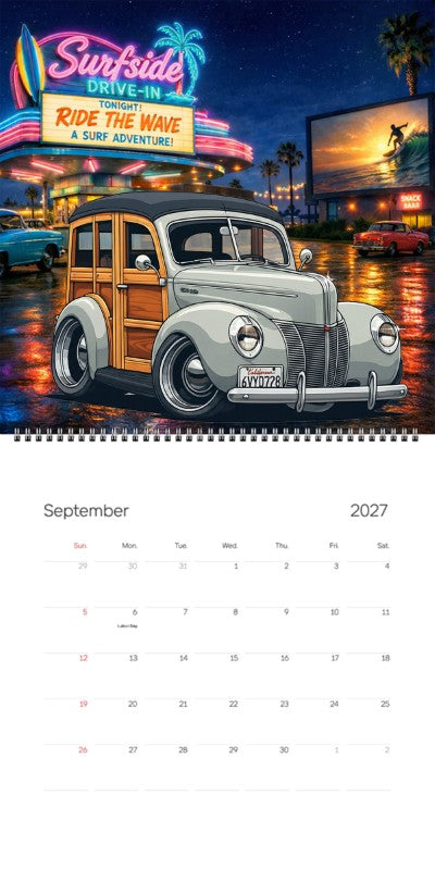 2027 Woodie Neon Calendar 6VYD728-CA