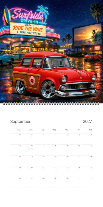 2027 Woodie Neon Calendar 7FAM111-CA
