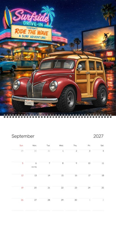 2027 Woodie Neon Calendar 7FUH827-CA