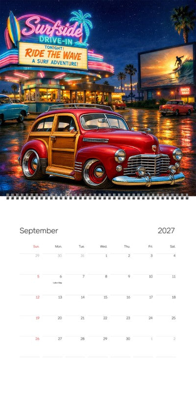 2027 Woodie Neon Calendar 7HIB186-CA
