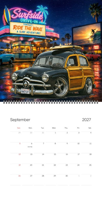 2027 Woodie Neon Calendar 8WZP287-CA