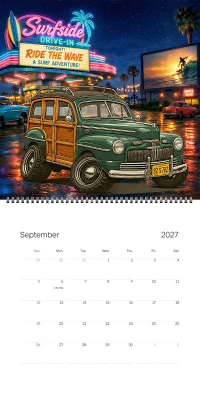 2027 Woodie Neon Calendar 92S782-CA