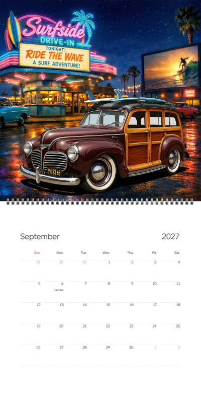 2027 Woodie Neon Calendar 9H2368-CA