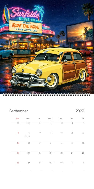 2027 Woodie Neon Calendar BEACHGY-CA