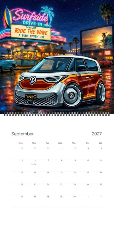 2027 Woodie Neon Calendar BUZWUDY-CA