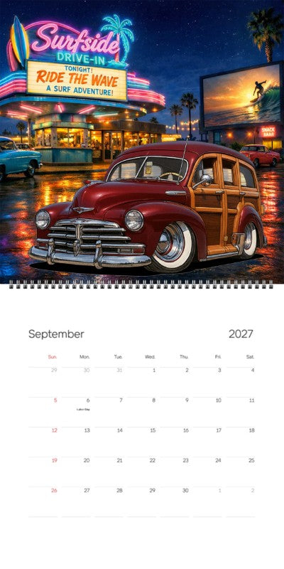 2027 Woodie Neon Calendar EASTBAY-CA