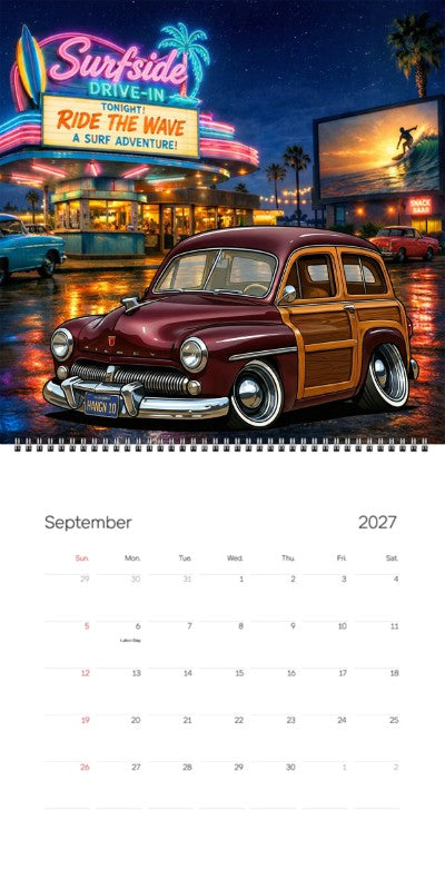 2027 Woodie Neon Calendar HANGN10-CA