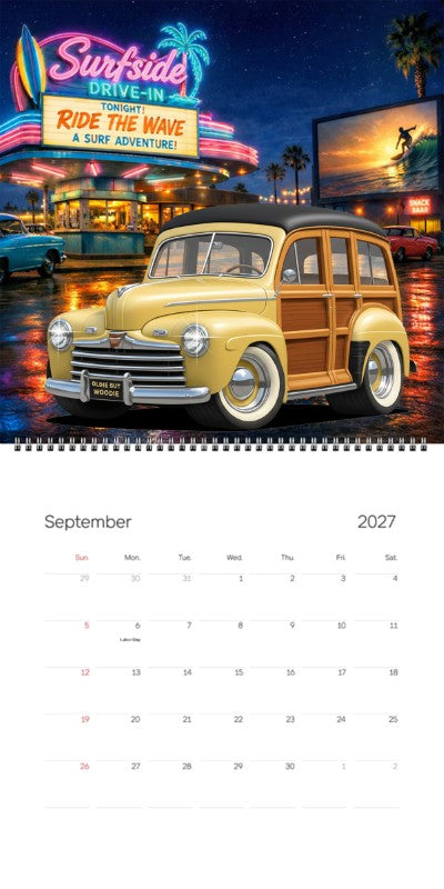 2027 Woodie Neon Calendar OLDIEBUTWOODIE-XX