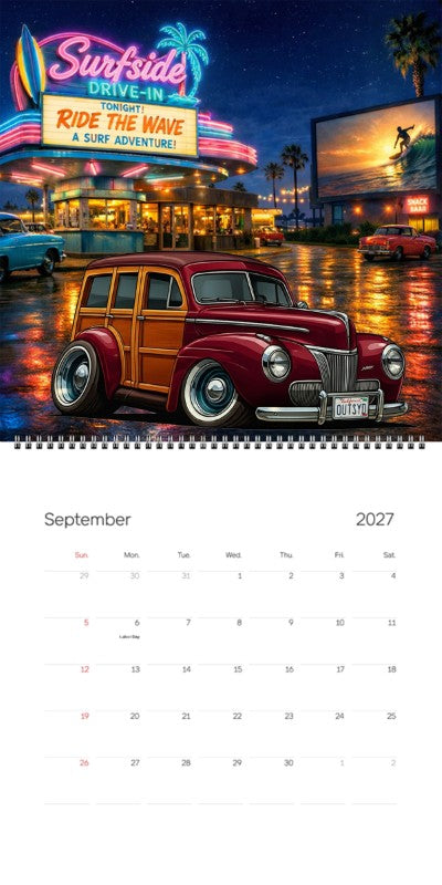 2027 Woodie Neon Calendar OUTSYD-CA