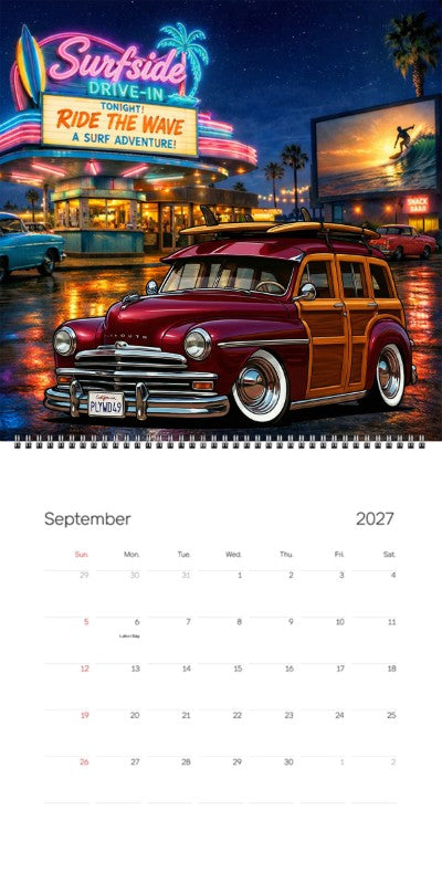 2027 Woodie Neon Calendar PLYWD49-CA