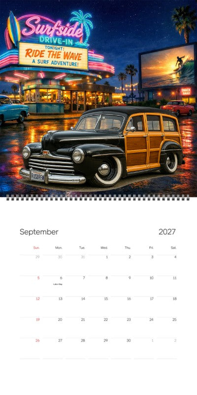 2027 Woodie Neon Calendar RUSURFN-CA
