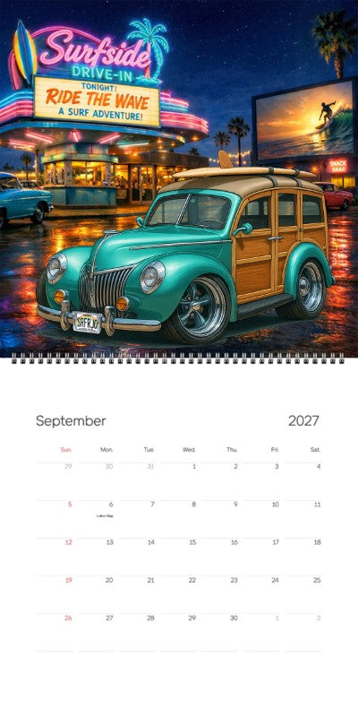 2027 Woodie Neon Calendar SRFRJO-HI