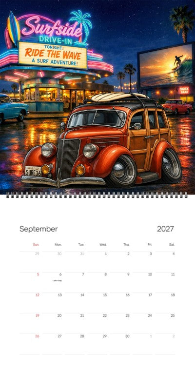 2027 Woodie Neon Calendar SURF36-CA