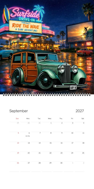 2027 Woodie Neon Calendar SURFUK-CA