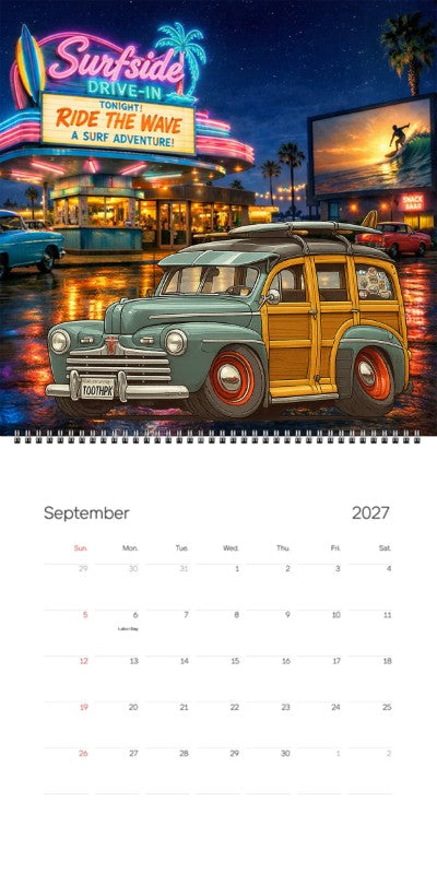 2027 Woodie Neon Calendar TOOTHPK-CA