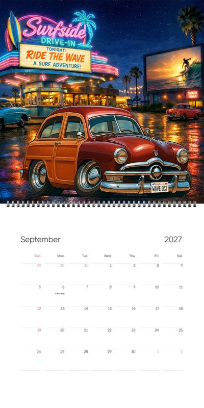 2027 Woodie Neon Calendar WAVEQST-CA