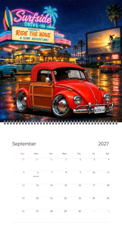 2027 Woodie Neon Calendar WOODNVW-CA