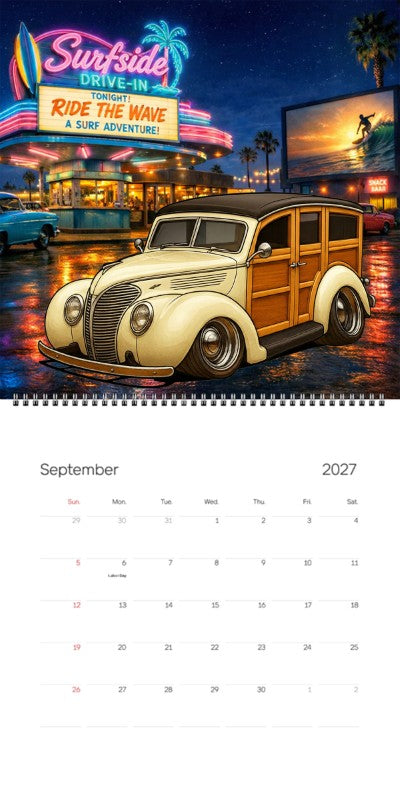 2027 Woodie Neon Calendar WOODROD-CA