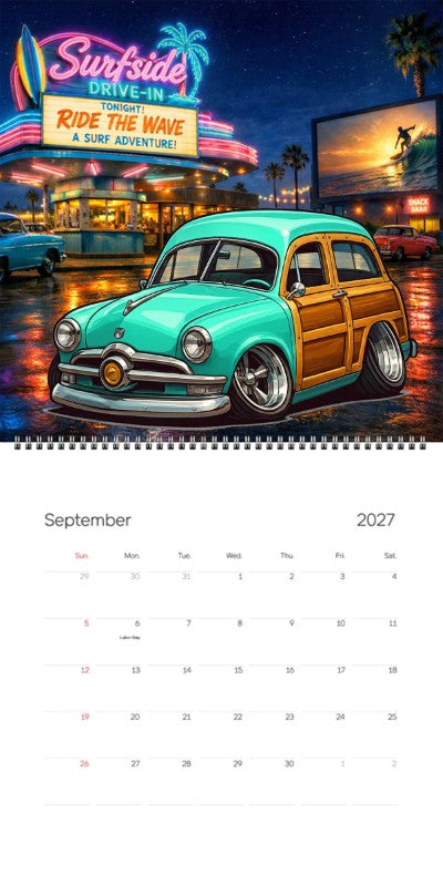 2027 Woodie Neon Calendar WOODSUV-CA