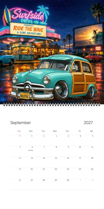 2027 Woodie Neon Calendar WUZATRE-CA