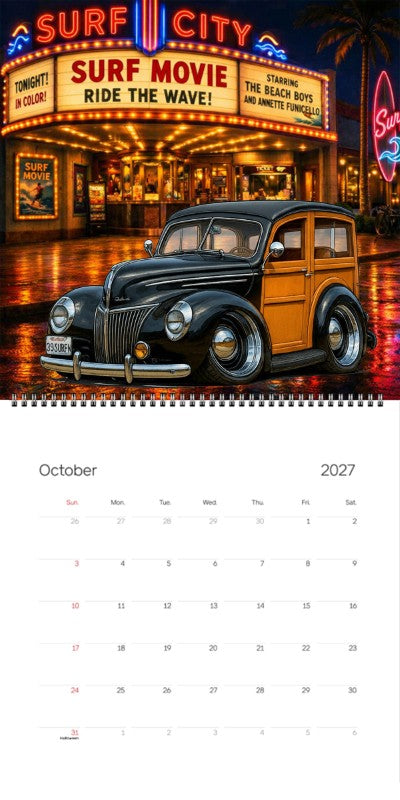 2027 Woodie Neon Calendar 39SURFN-CA