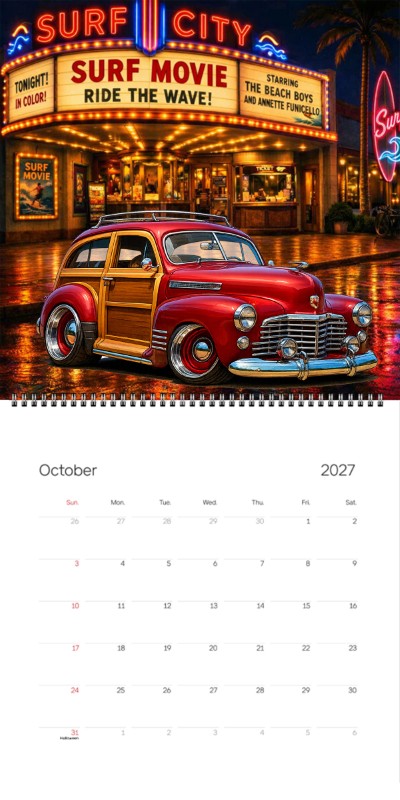 2027 Woodie Neon Calendar 7HIB186-CA