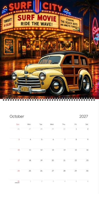 2027 Woodie Neon Calendar 7V3133-CA