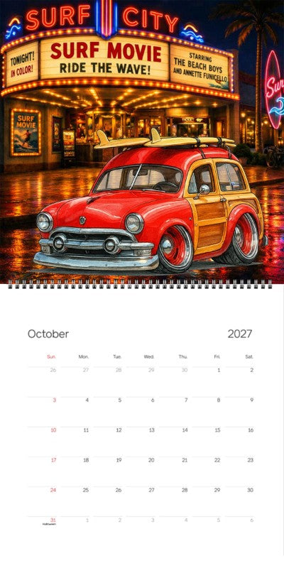 2027 Woodie Neon Calendar OLDSRFR-CA
