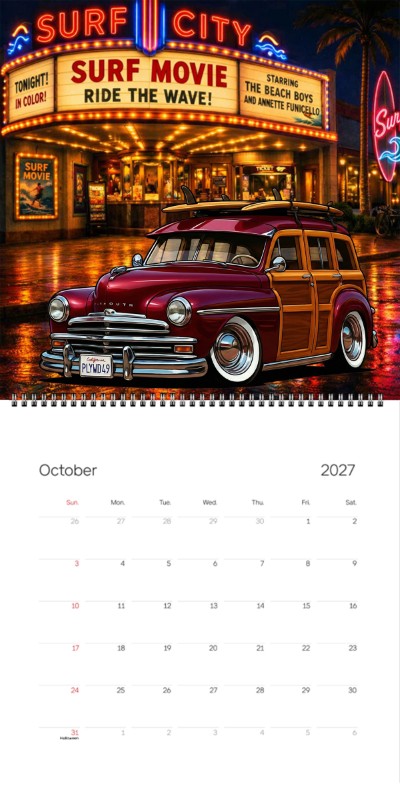2027 Woodie Neon Calendar PLYWD49-CA