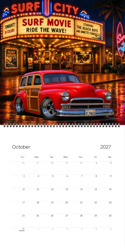 2027 Woodie Neon Calendar PLYWUD-CA