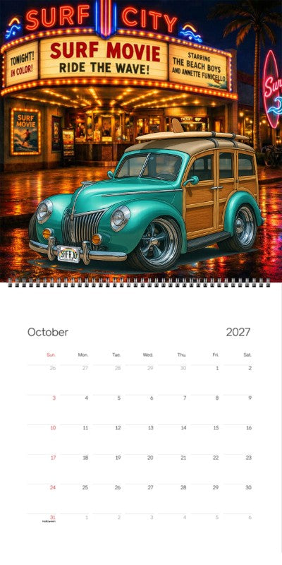 2027 Woodie Neon Calendar SRFRJO-HI