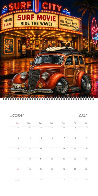 2027 Woodie Neon Calendar SURF36-CA