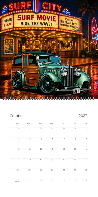 2027 Woodie Neon Calendar SURFUK-CA