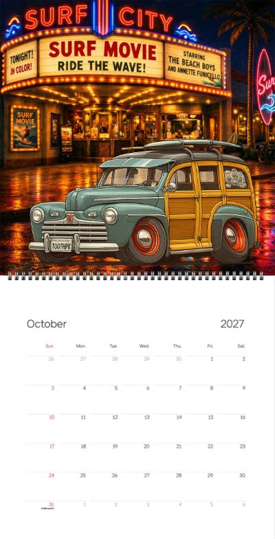 2027 Woodie Neon Calendar TOOTHPK-CA