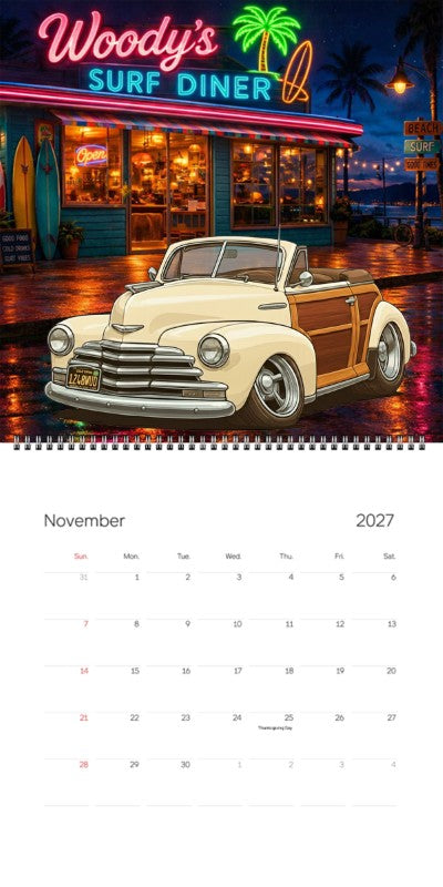 2027 Woodie Neon Calendar 1248WUD-CA