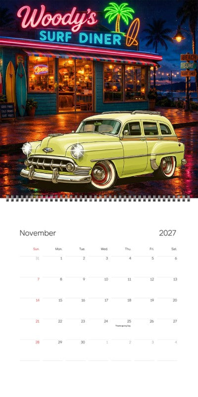 2027 Woodie Neon Calendar 200020-XX