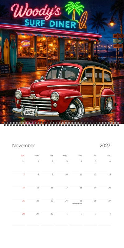 2027 Woodie Neon Calendar 2EQH477-CA