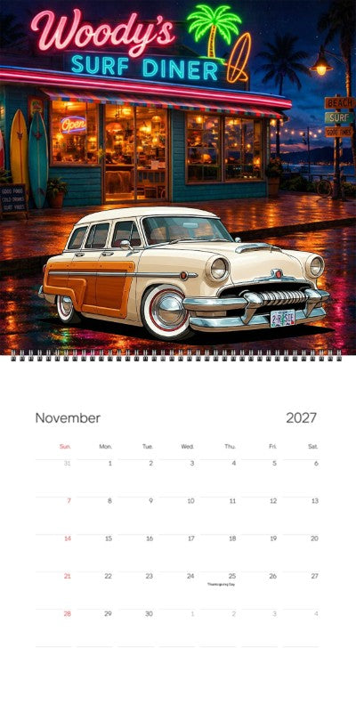 2027 Woodie Neon Calendar 2ROSIE-OR