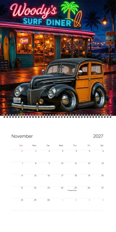 2027 Woodie Neon Calendar 39SURFN-CA