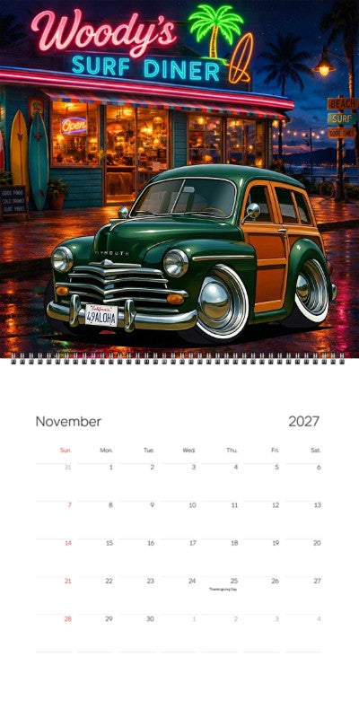 2027 Woodie Neon Calendar 49ALOHA-CA