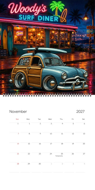 2027 Woodie Neon Calendar 49WUDEE-CA