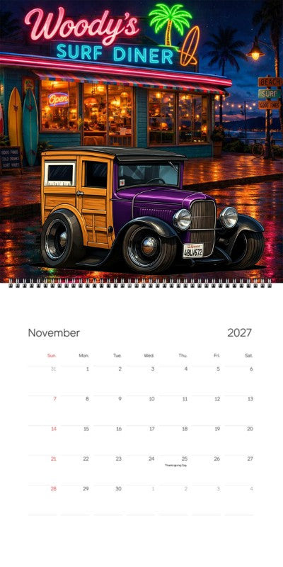 2027 Woodie Neon Calendar 4BLV672-CA