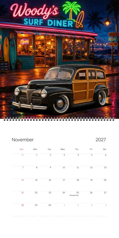 2027 Woodie Neon Calendar 4PUN873-CA