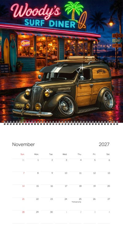 2027 Woodie Neon Calendar 5VBP544-CA