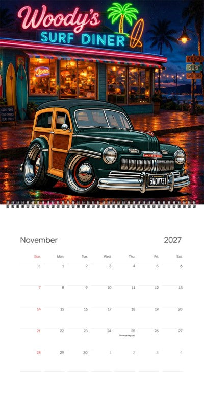 2027 Woodie Neon Calendar 5WOV731-CA