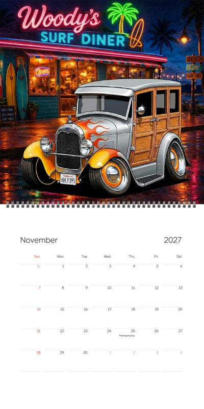 2027 Woodie Neon Calendar 6HLP395-CA